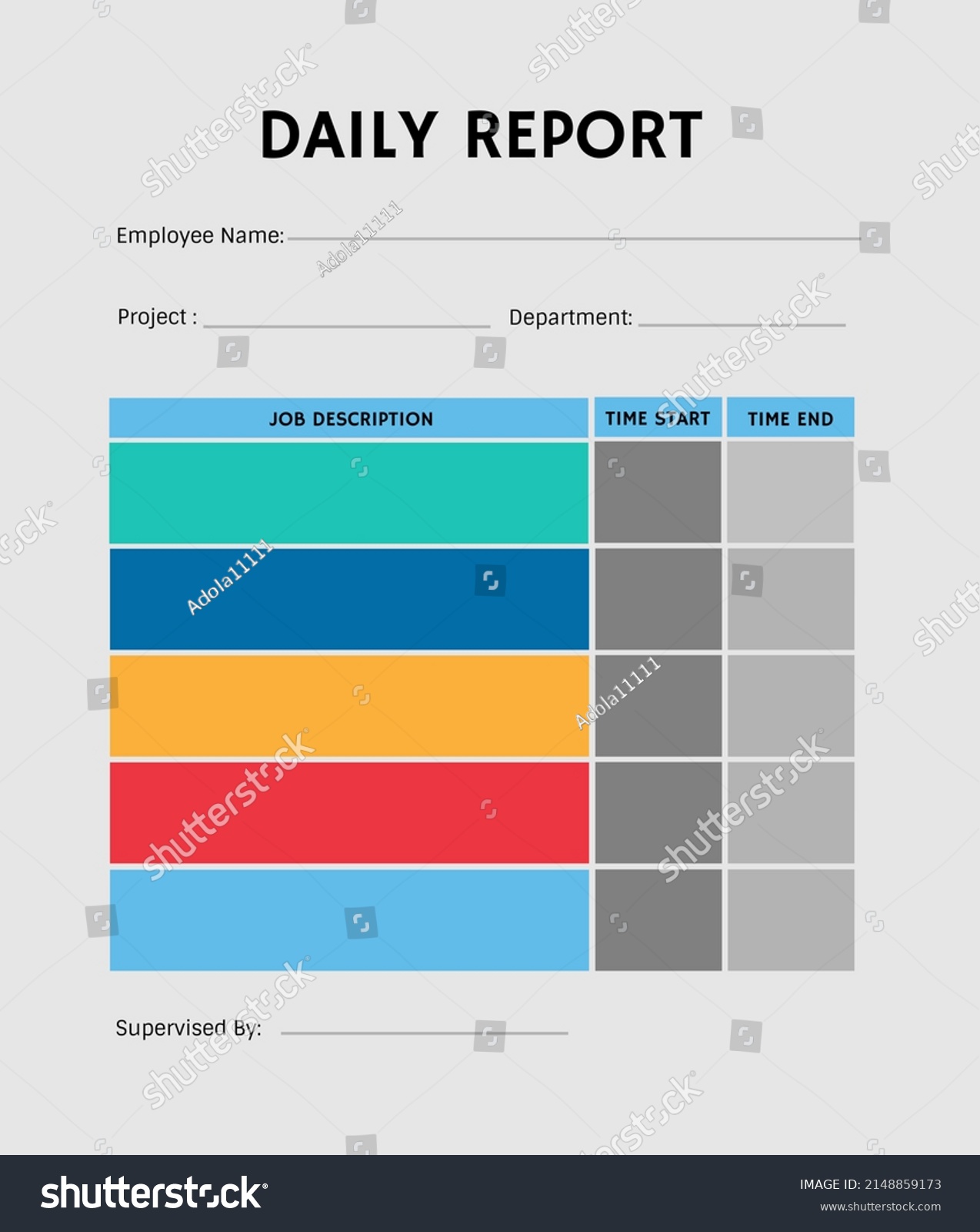  Daily Report Schedule Work Duties Stock Illustration 2148859173 