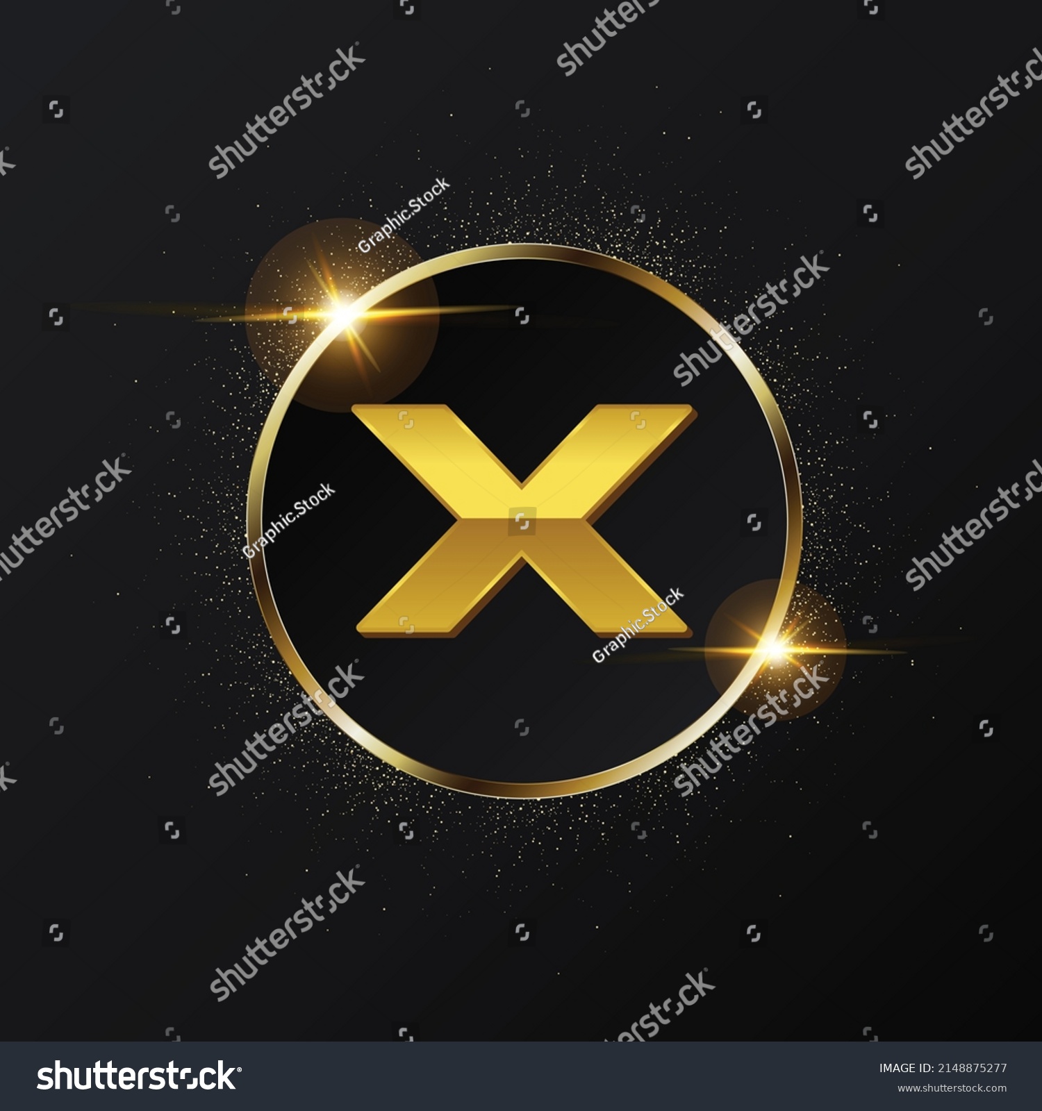 Golden X Letter Logo Rounded Letter Stock Vector (Royalty Free ...