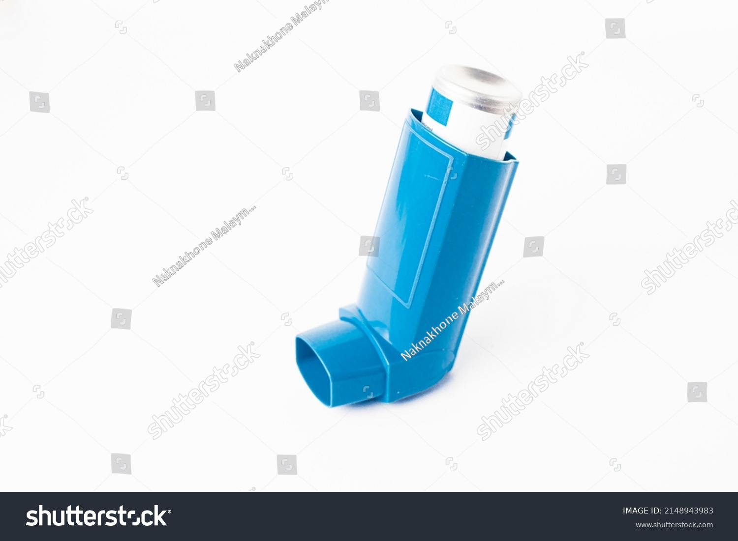 Blue Asthma Inhaler Blank Label Isolated Stock Photo 2148943983 ...