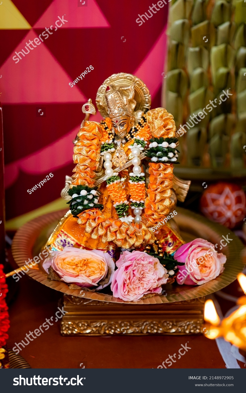 South Indian Hindu Temple Interiors Decorations Stock Photo 2148972905 