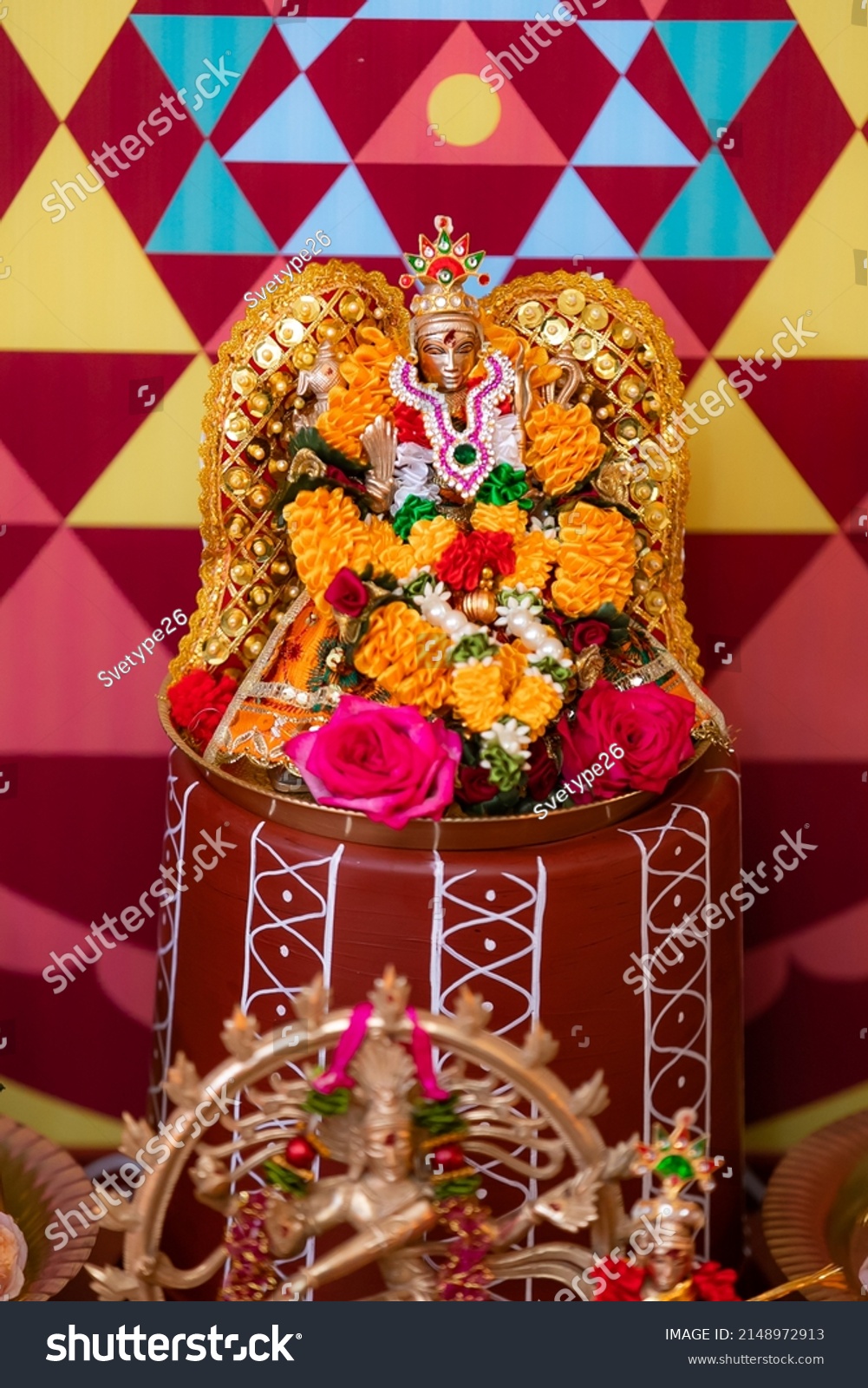 South Indian Hindu Temple Interiors Decorations Stock Photo 2148972913 ...