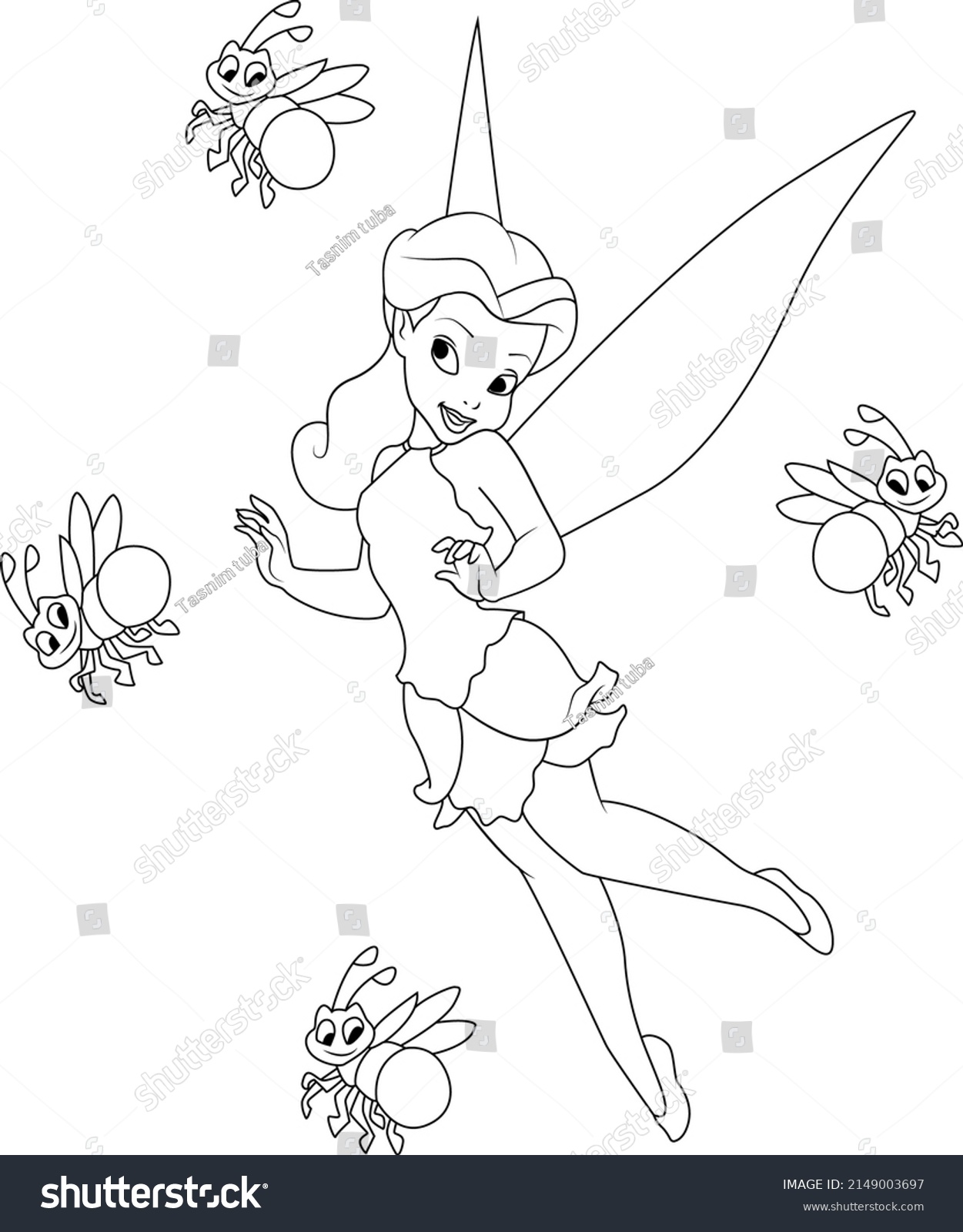 Fairy Coloring Page Vector Digital Art Stock Vector (Royalty Free