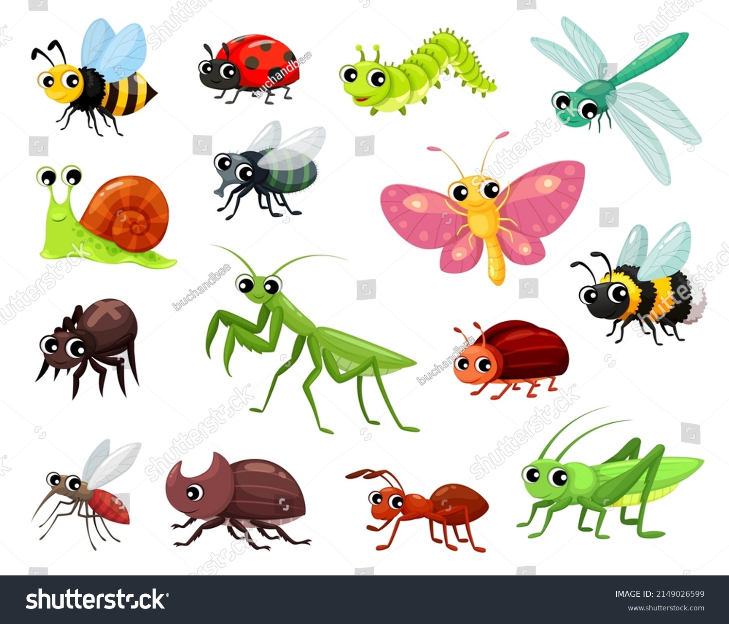 Cartoon Insects Funny Kid Characters Vector Stock Vector (Royalty Free ...