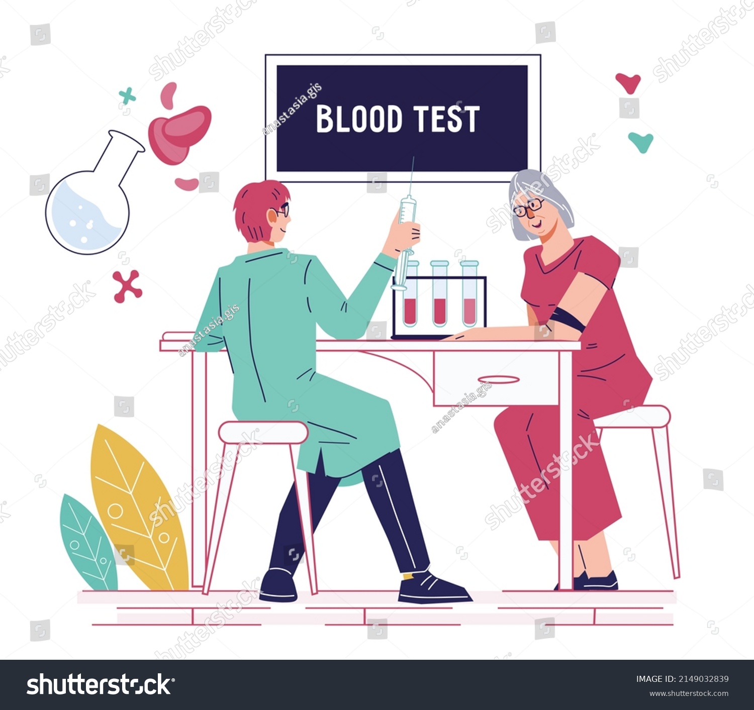 Blood Test Banner Doctor Taking Blood Stock Vector (Royalty Free ...