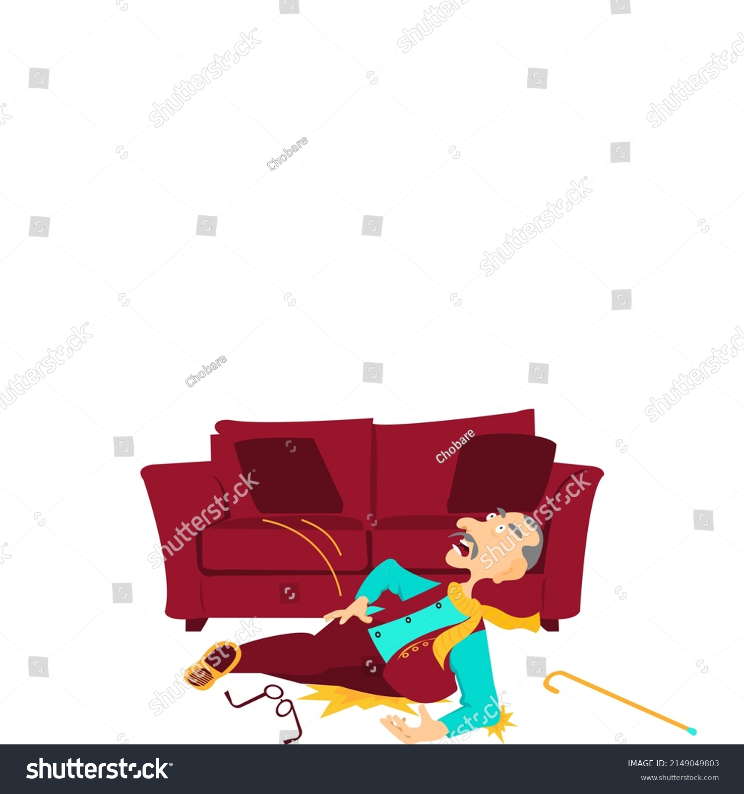 Old Man Falling Accident Living Room Stock Vector Royalty Free 2149049803 Shutterstock 1074