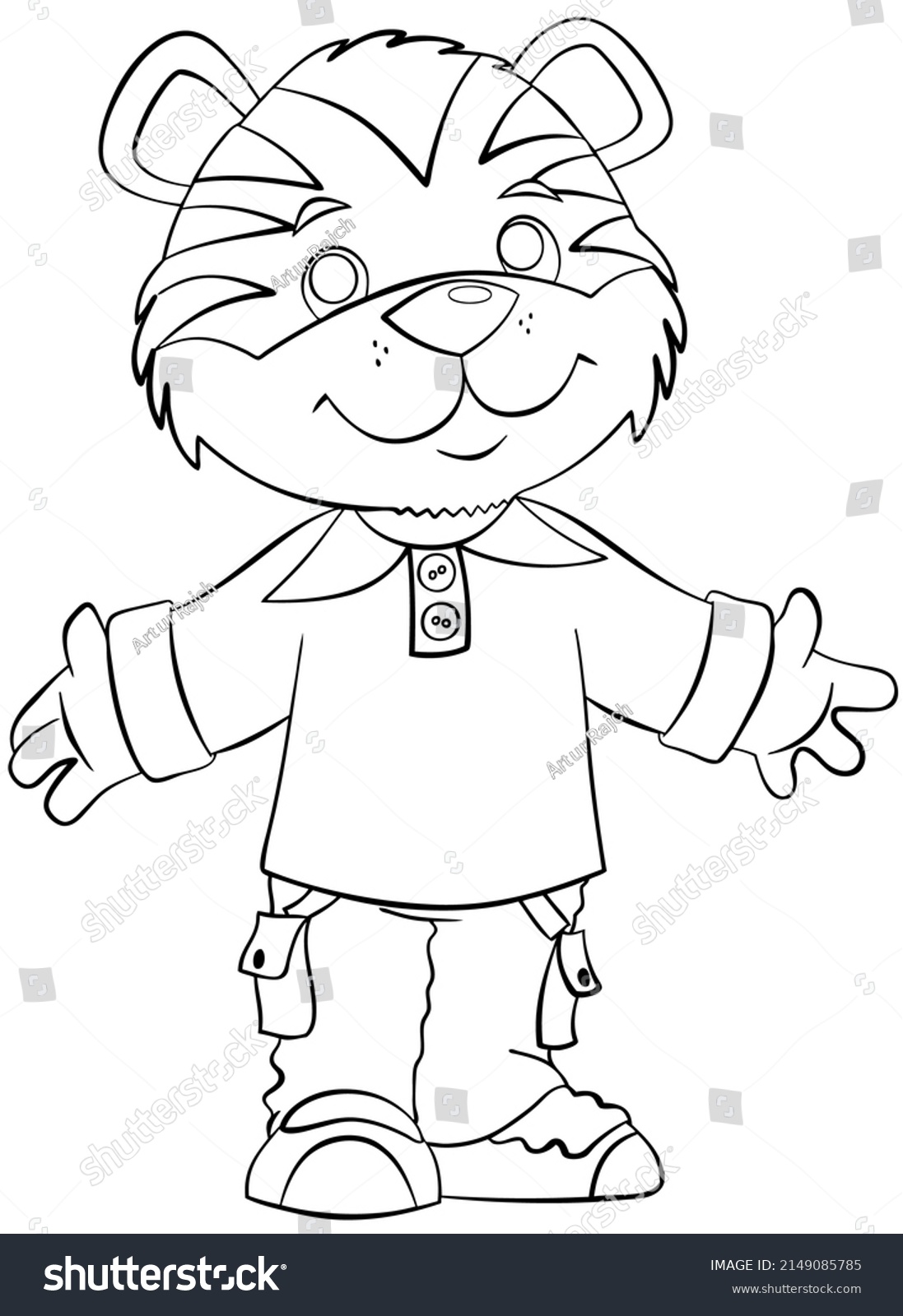 Tiger Element Coloring Page Cartoon Style Stock Vector (Royalty Free ...