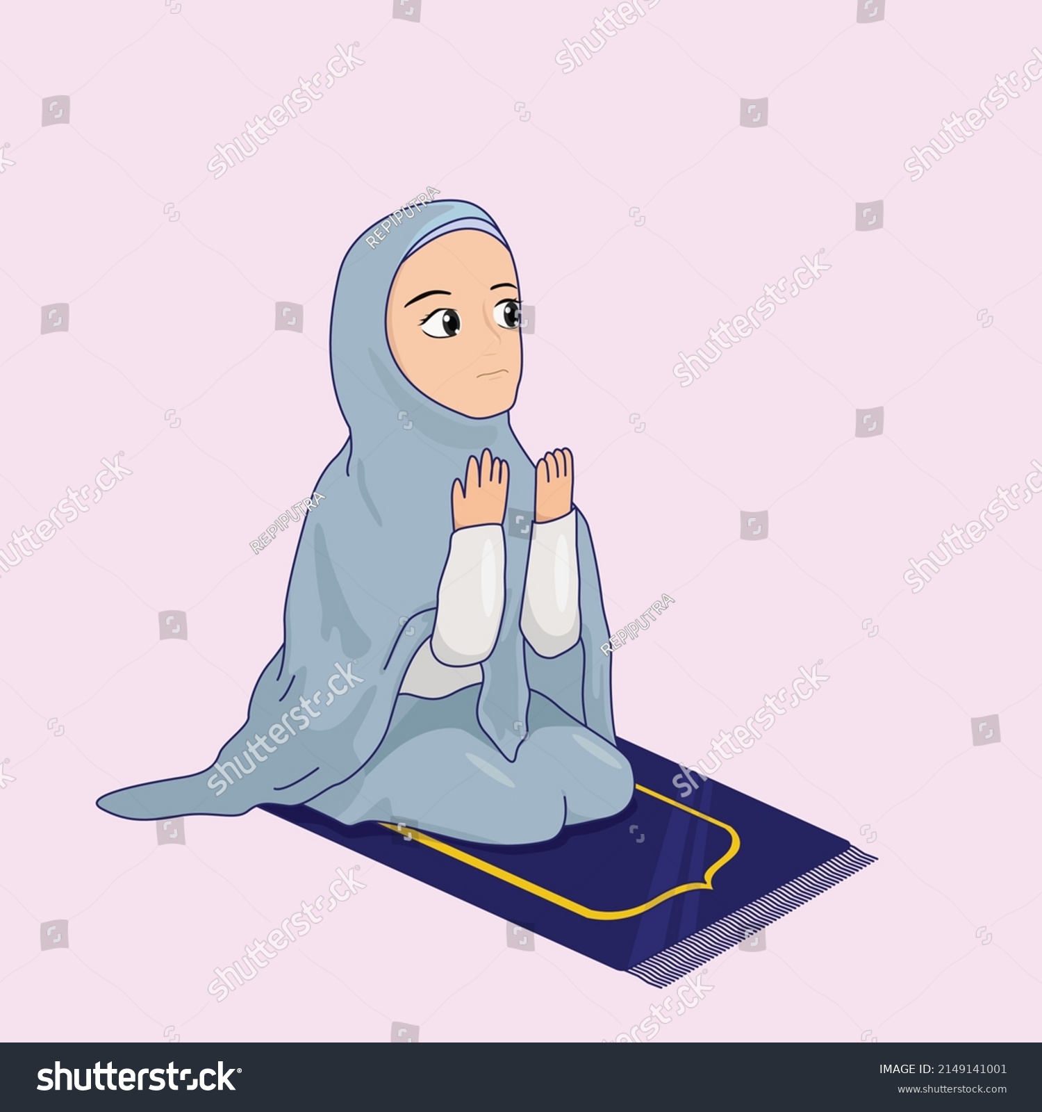 Muslimah Pray Shalat Vector Illustration Stock Vector (Royalty Free ...