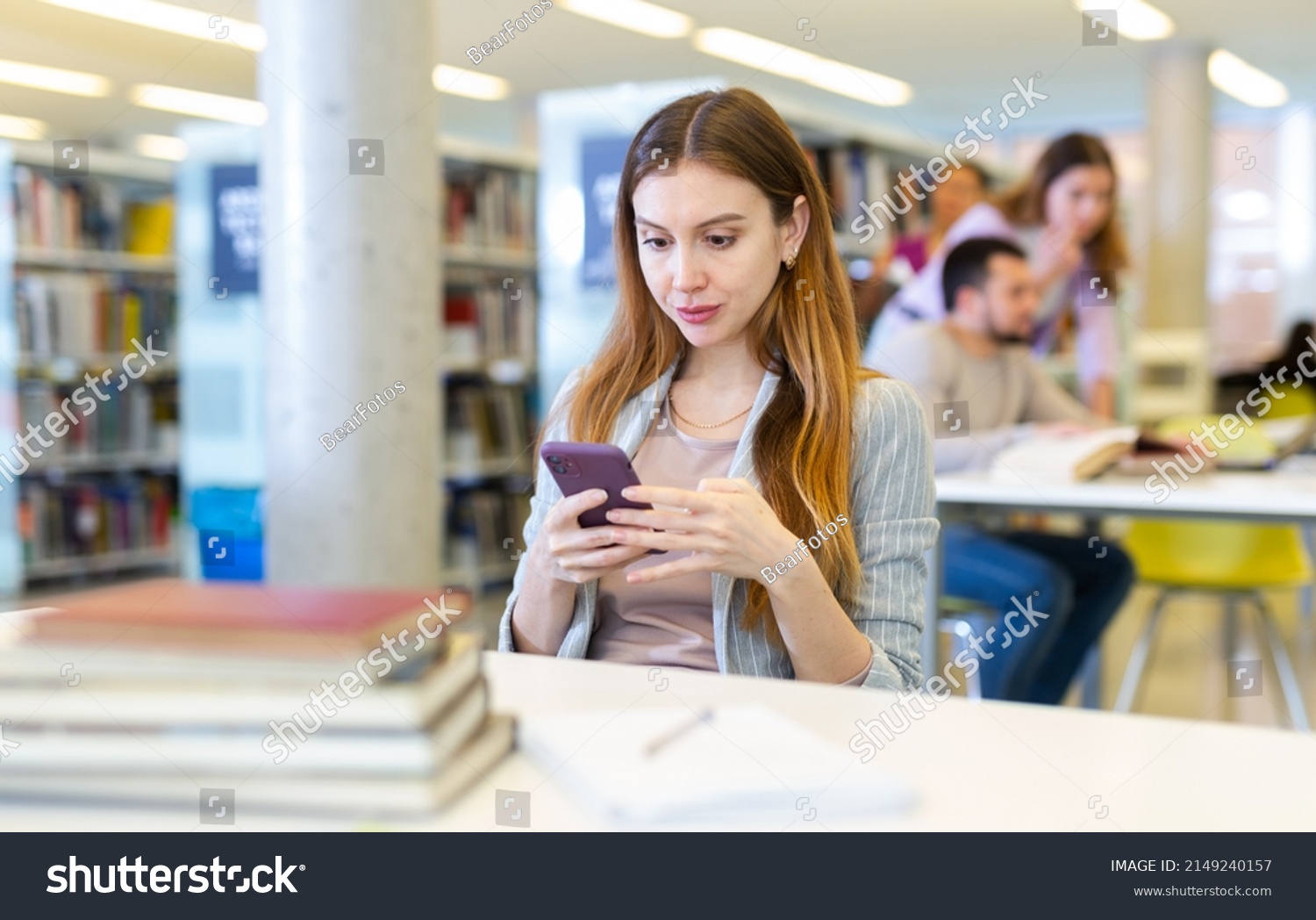 Confident Student Girl Sitting Desk University Stock Photo 2149240157 ...