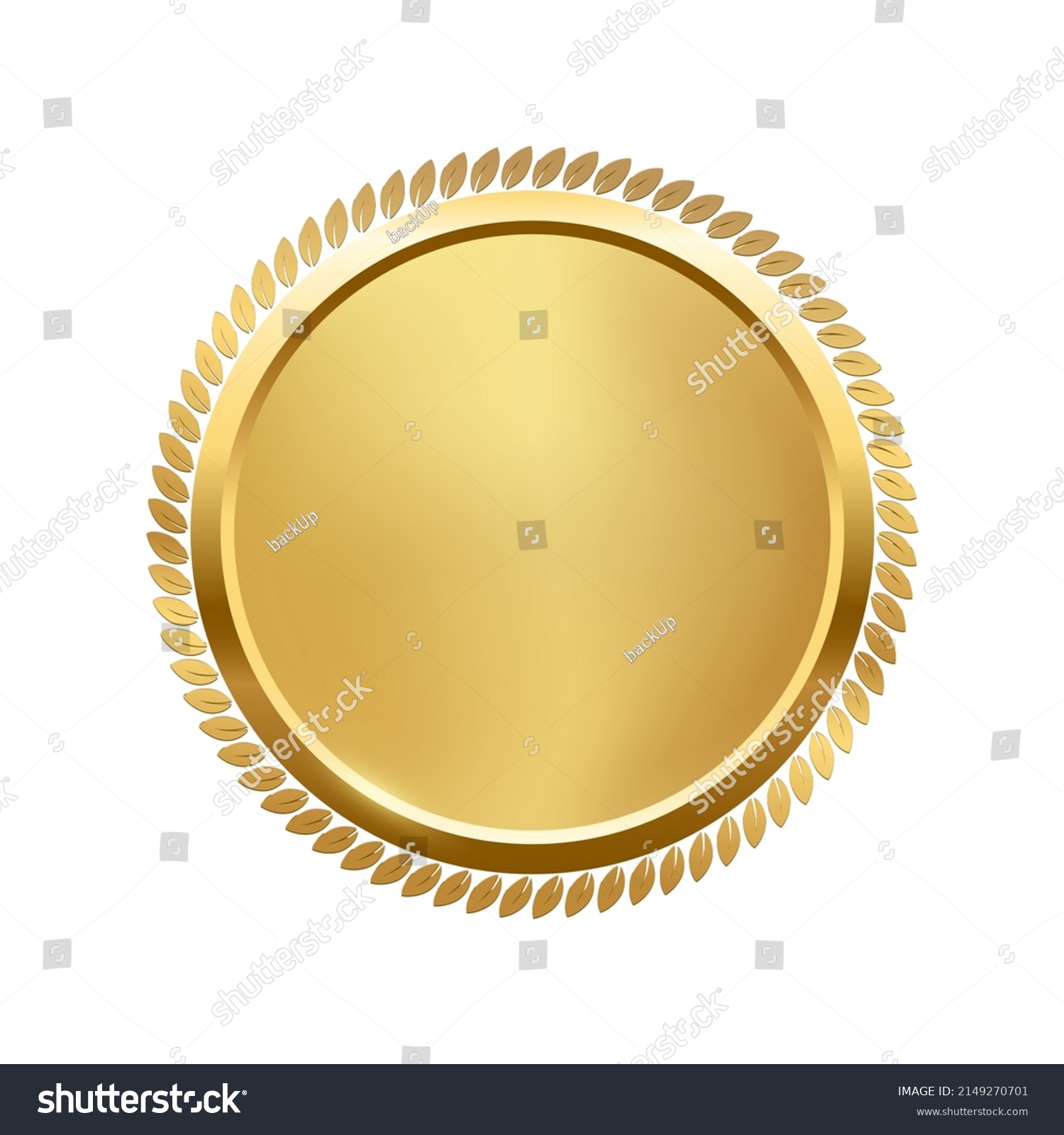 3d Gold Medallion Circular Decoration Laurel Stock Vector (Royalty Free ...