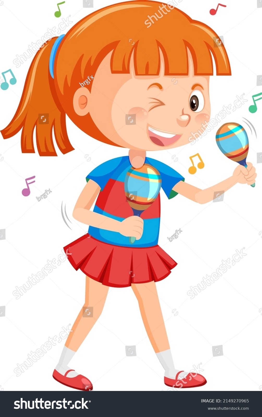 Cute Girl Cartoon Holding Microphone Singing Stock Vector (Royalty Free ...