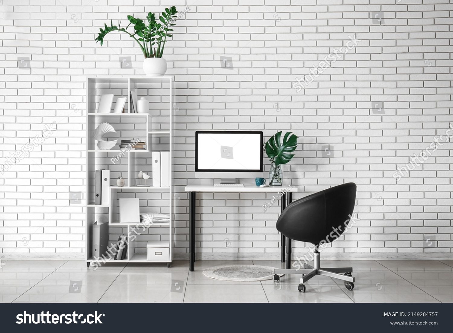 Interior Modern Office Workplace Shelving Unit Stock Photo 2149284757 ...