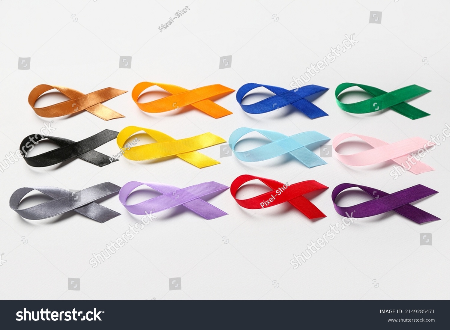 Set Different Awareness Ribbons On Light Stock Photo 2149285471 ...