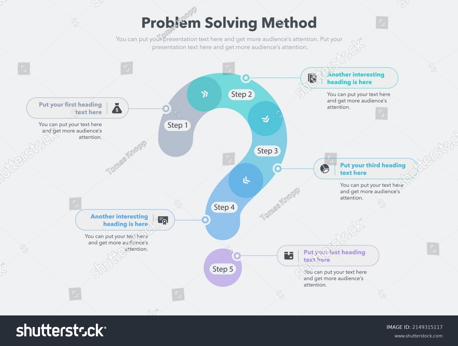 Problem Solving Process Template Five Steps: เวกเตอร์สต็อก (ปลอดค่า ...
