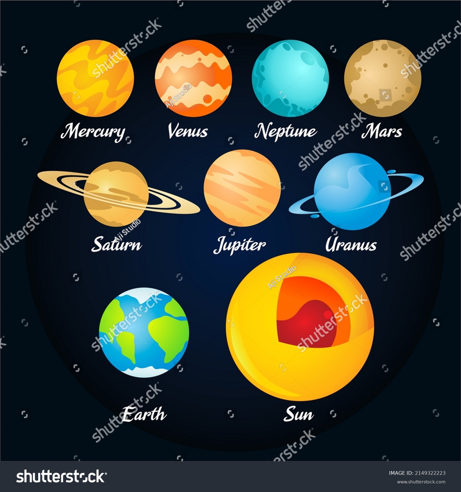 Solar System Planets Sun Merkury Venus Stock Vector (Royalty Free ...