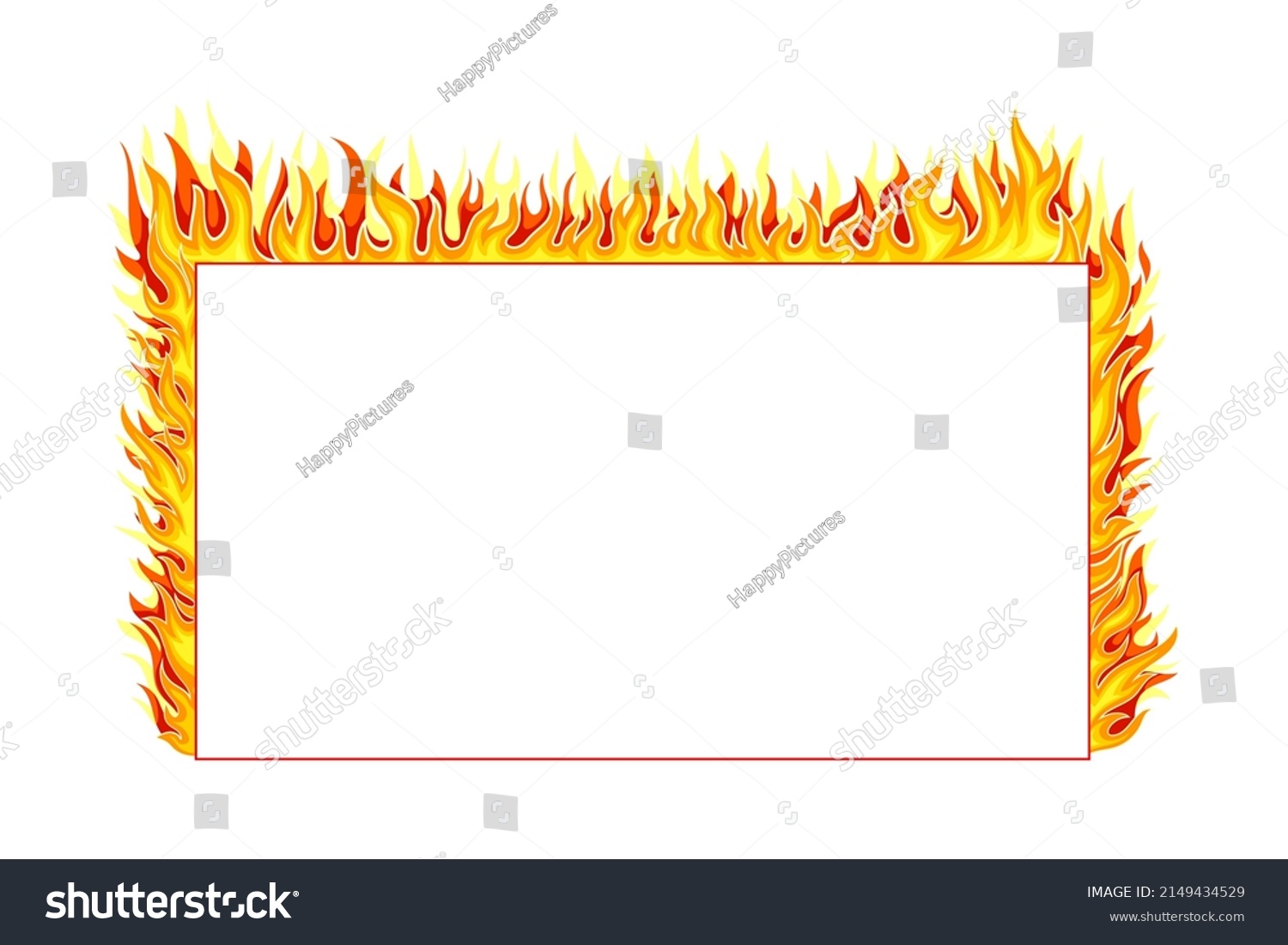 Fire Rectangular Frame Hot Burning Tongue Stock Vector (Royalty Free ...