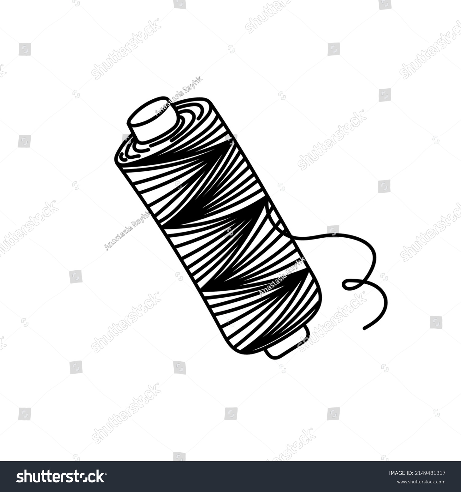 Sewing Thread Handdrawn Sketch Style Doodle Stock Vector (Royalty Free ...