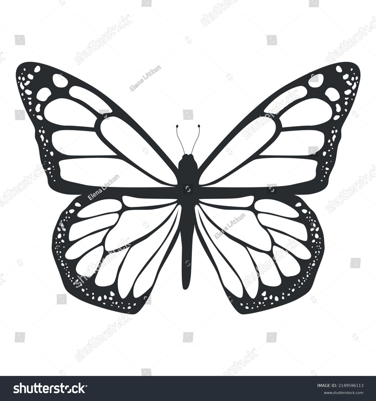 Monarch Butterfly Silhouette Icon High Quality Stock Vector (Royalty ...