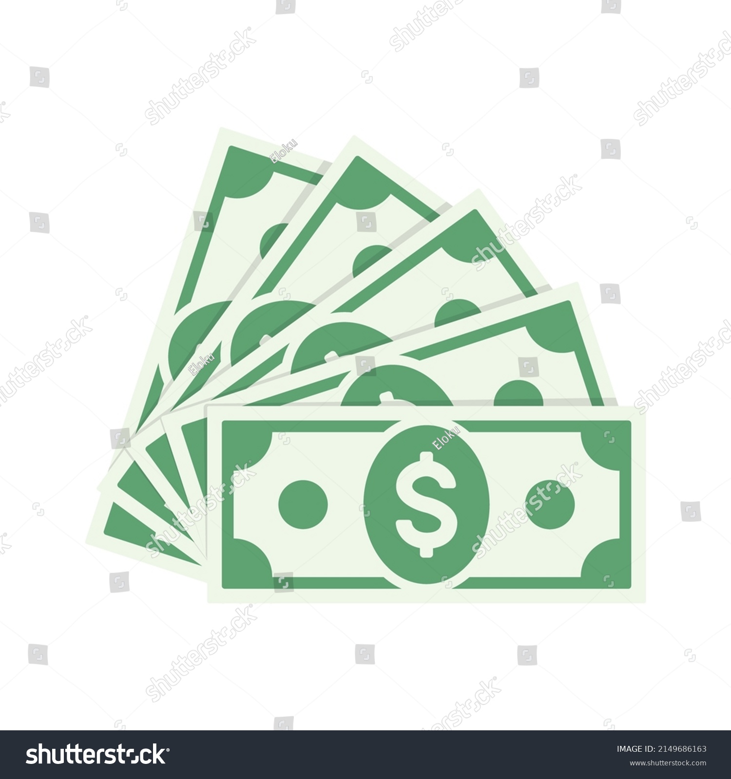 Cartoon Dollar Bills Folded Fan Five Stock Vector (Royalty Free ...