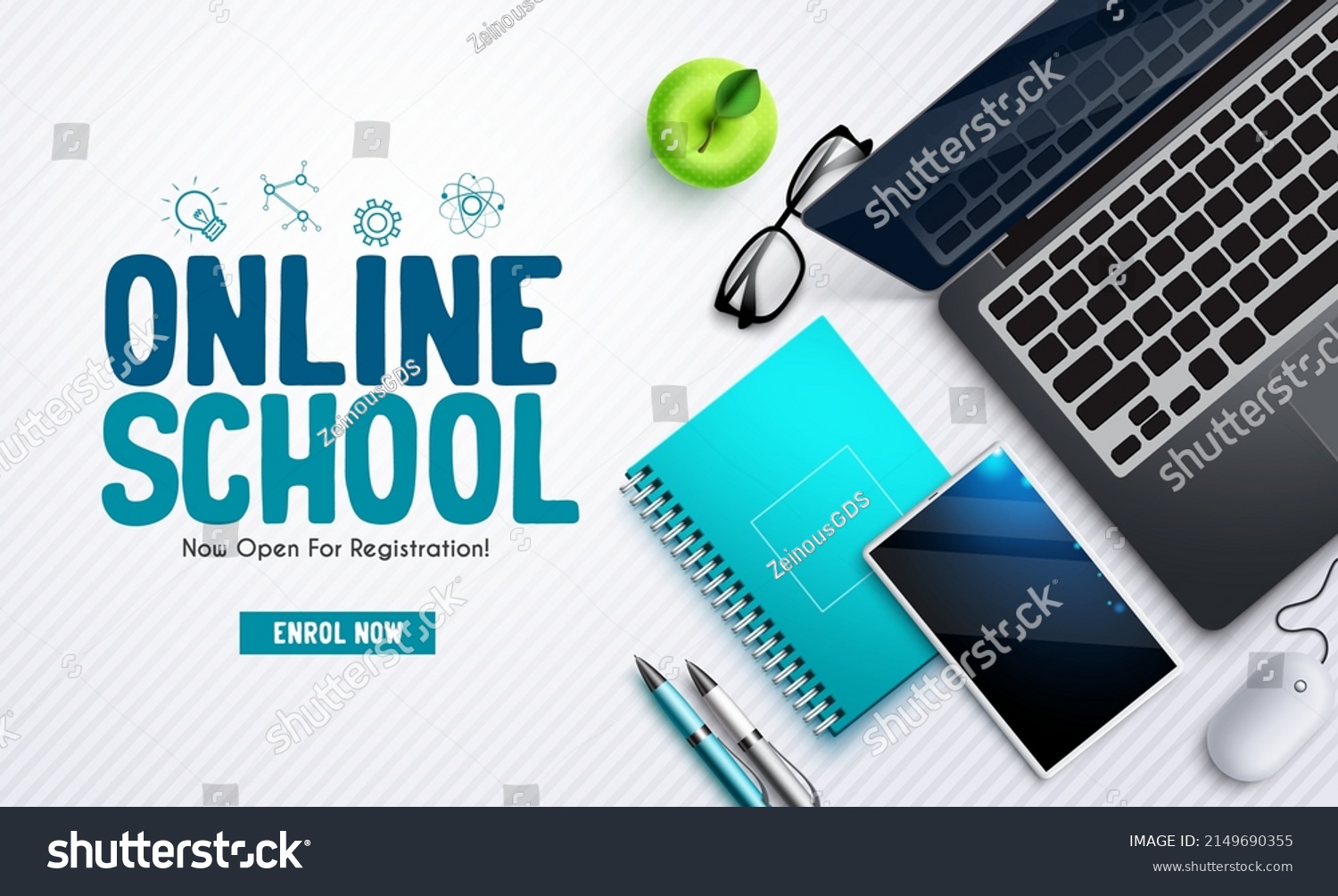 Elearning Vector Background Design Online School Stock Vector (Royalty ...