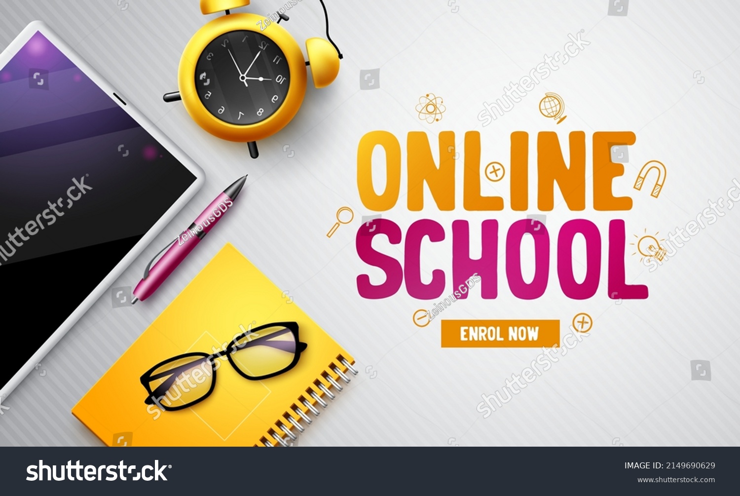 Elearning Vector Background Design Online School Stock Vector (Royalty ...