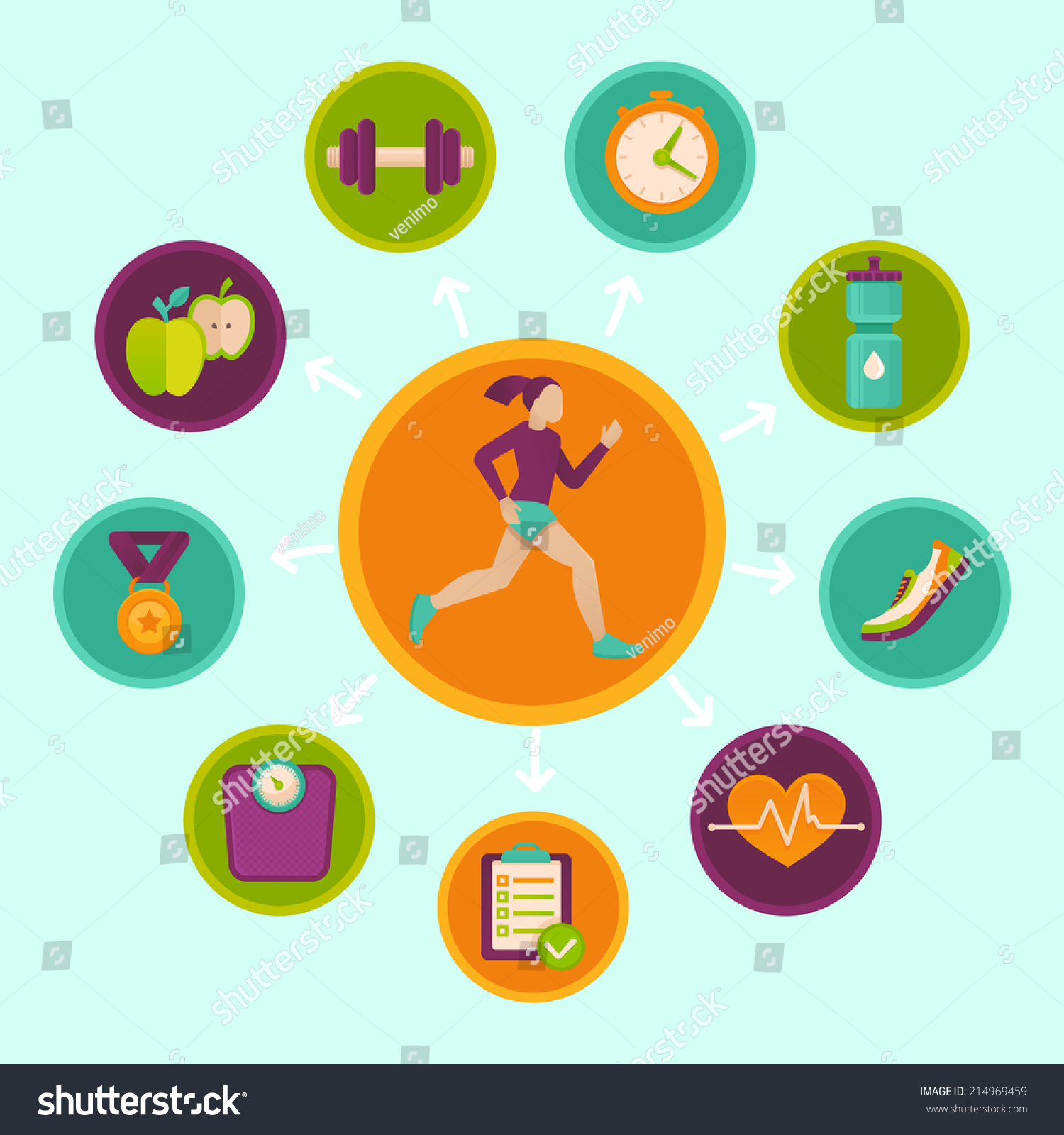 Vector Fitness Infographics Design Elements Flat Stock Vector (Royalty ...