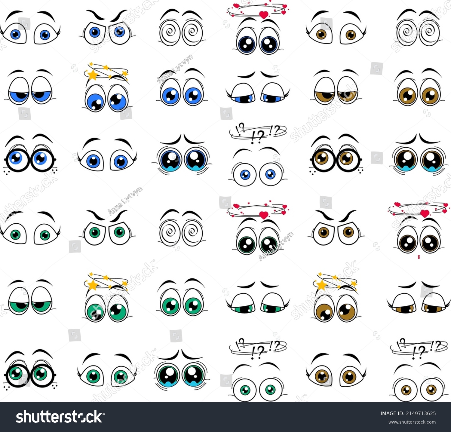 Cartoon Eyes Eyes Drawn Characters Different Stock Vector (Royalty Free ...