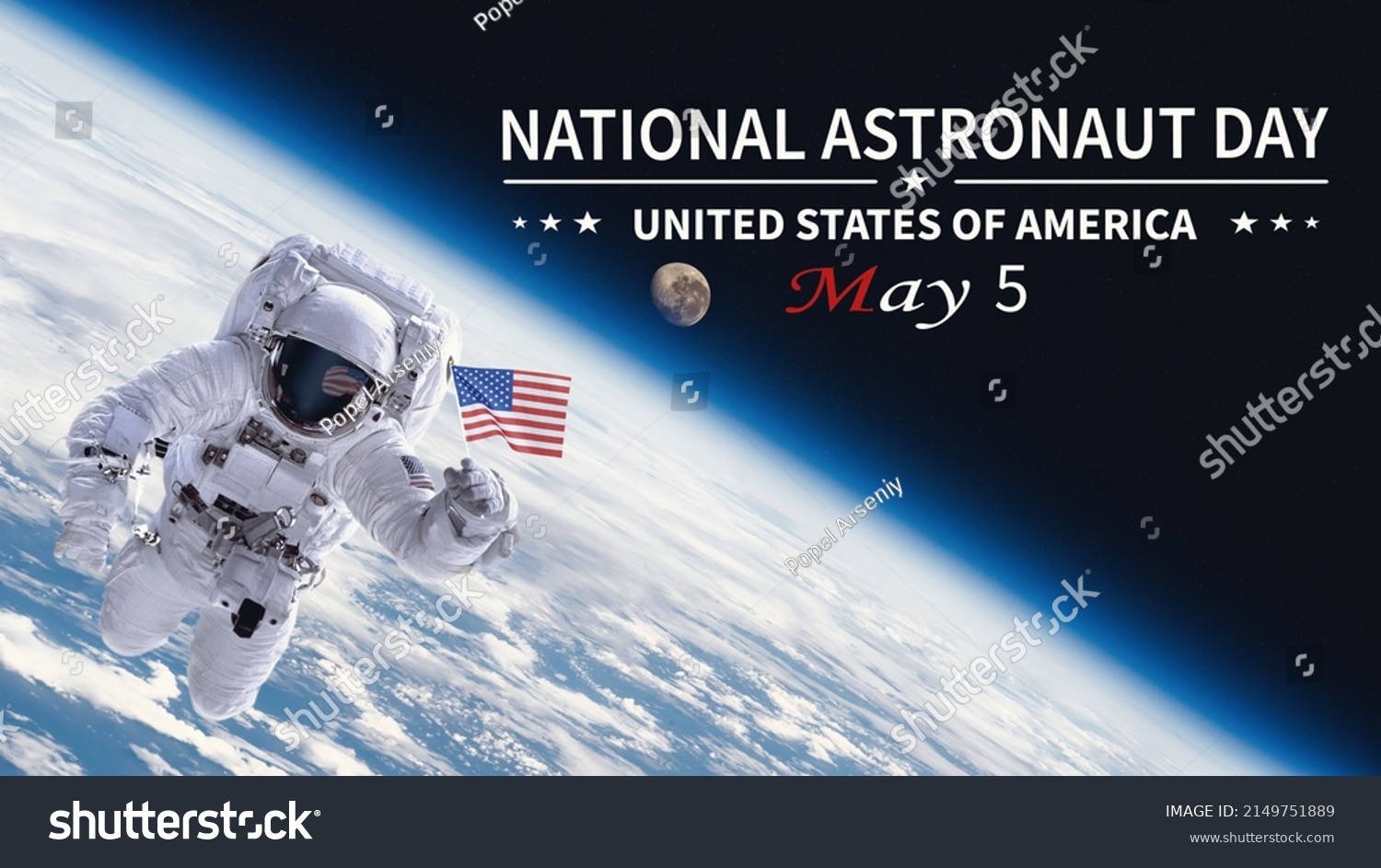 Astronaut Usa Flag National Astronaut Day Stock Illustration 2149751889