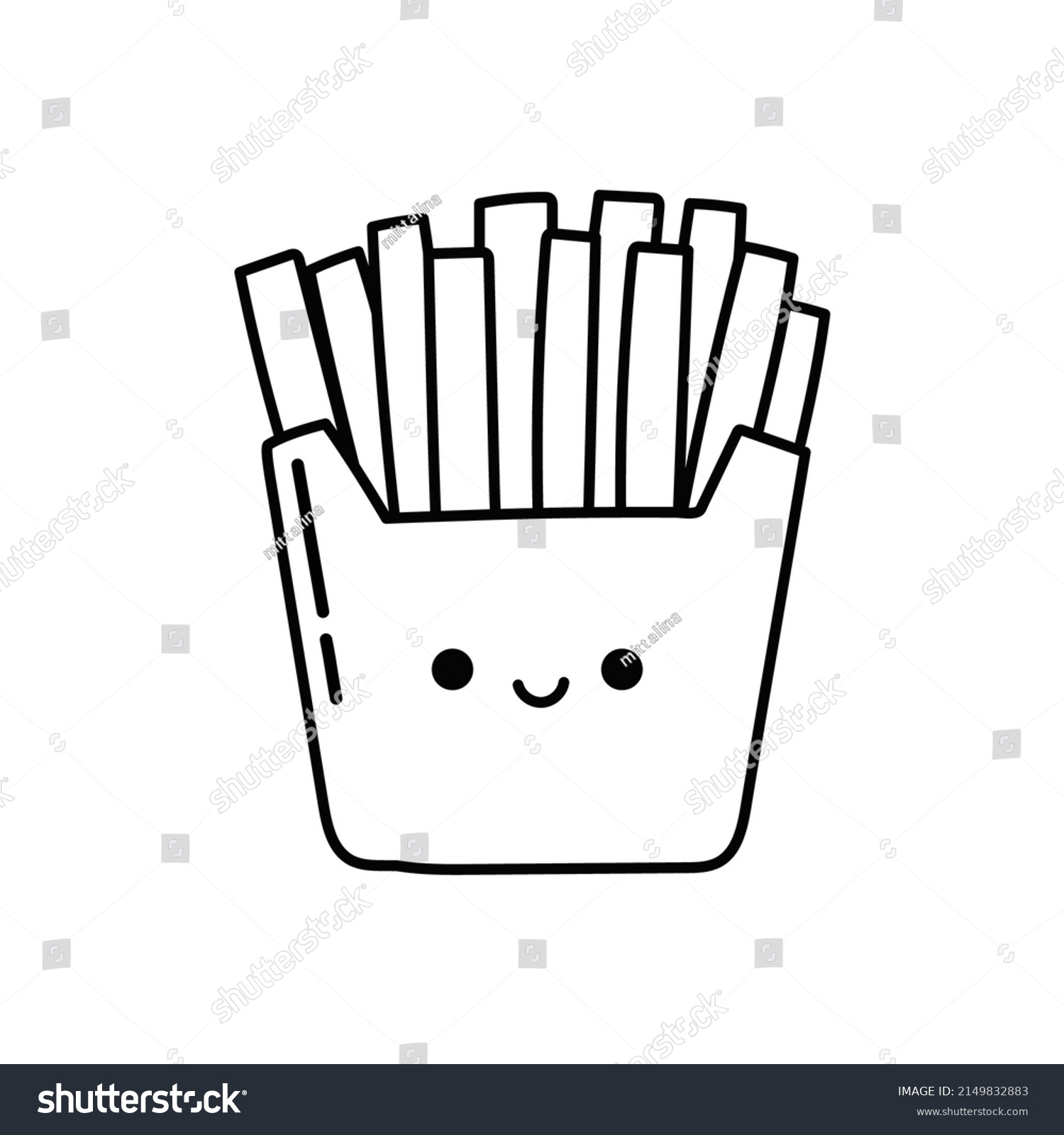 French Fries Vector Doodle Illustration Cute Stock Vector (Royalty Free ...