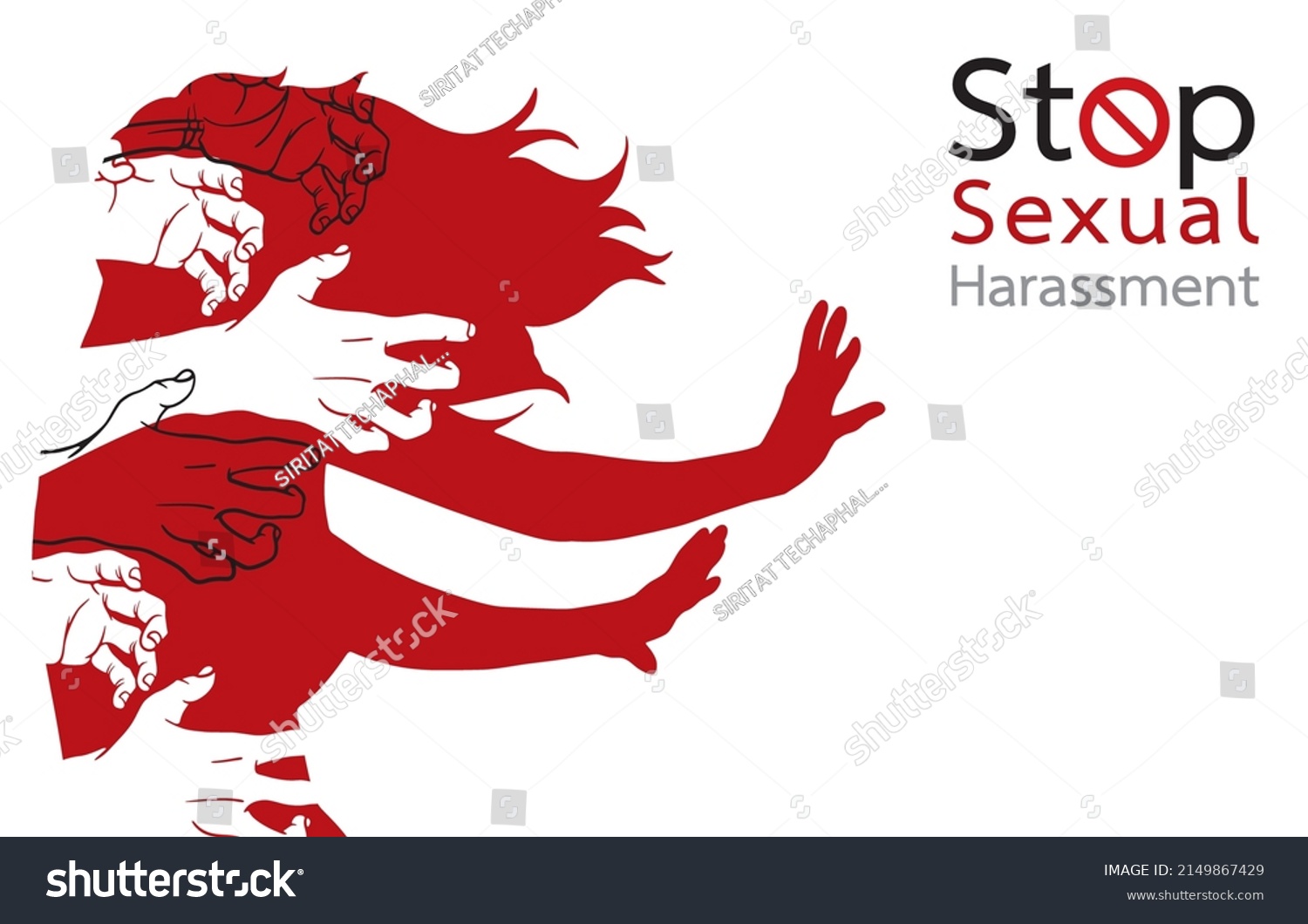 Vector Illustration Stop Sexual Harassmentmans Hand Stock Vector Royalty Free 2149867429 9034