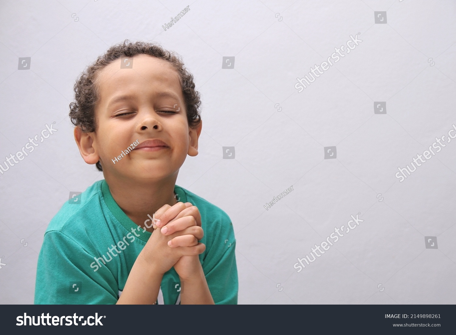 Boy Praying God Hands Together People Stock Photo 2149898261 | Shutterstock