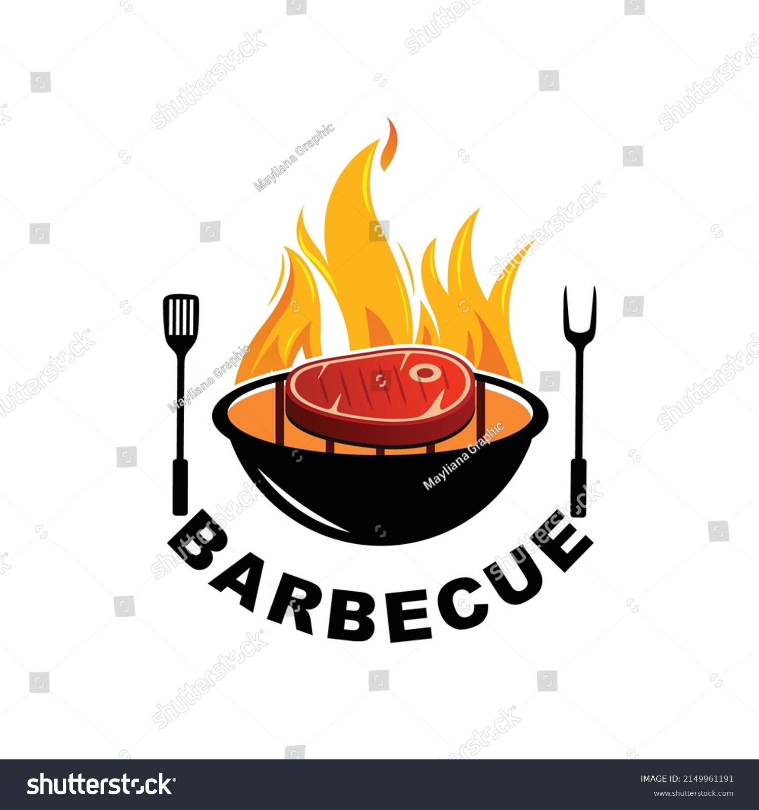 Barbecue Logo Design Grilled Meat Food Stock Vector (Royalty Free ...