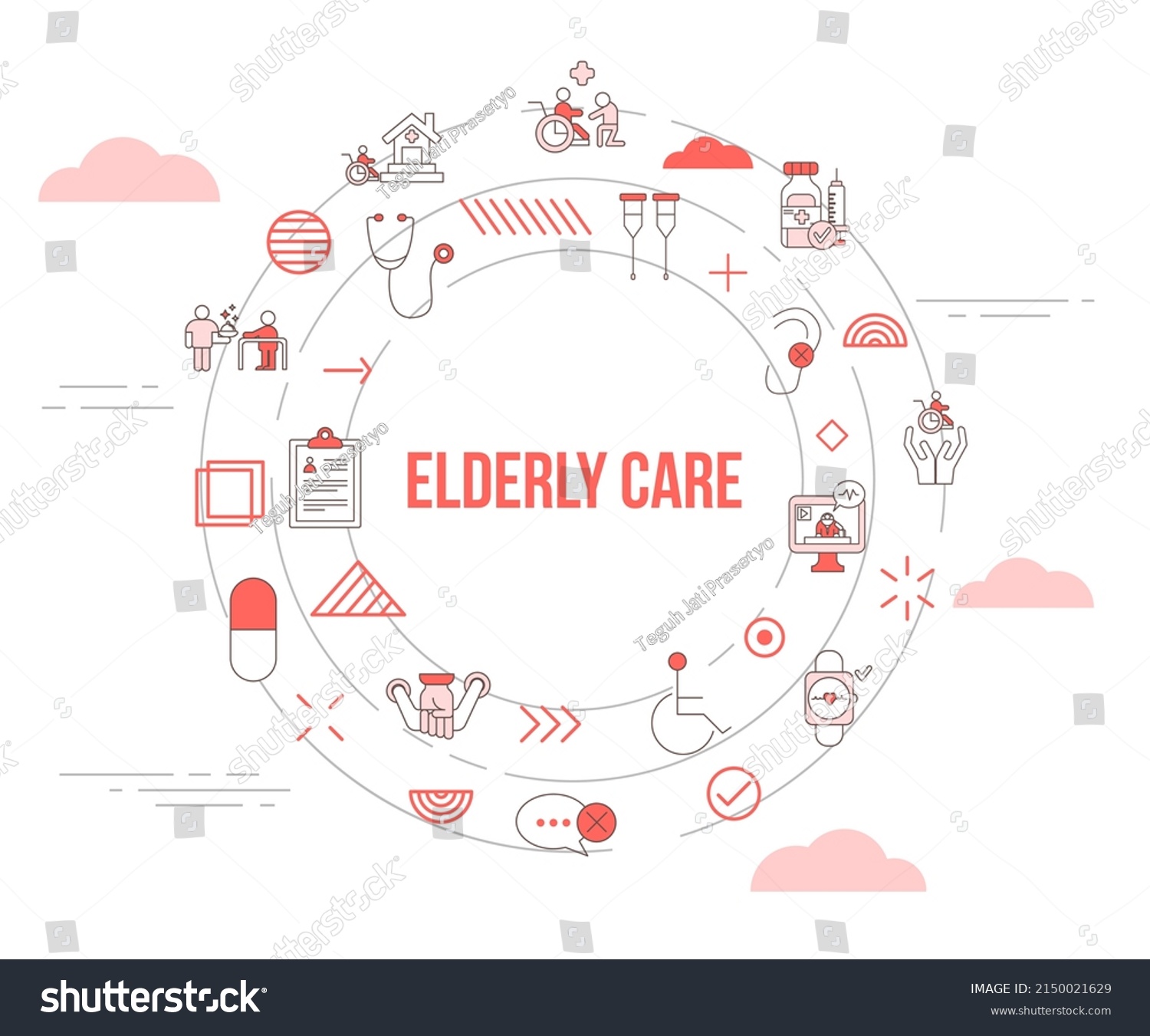 Elderly Care Concept Icon Set Template Stock Vector (Royalty Free ...