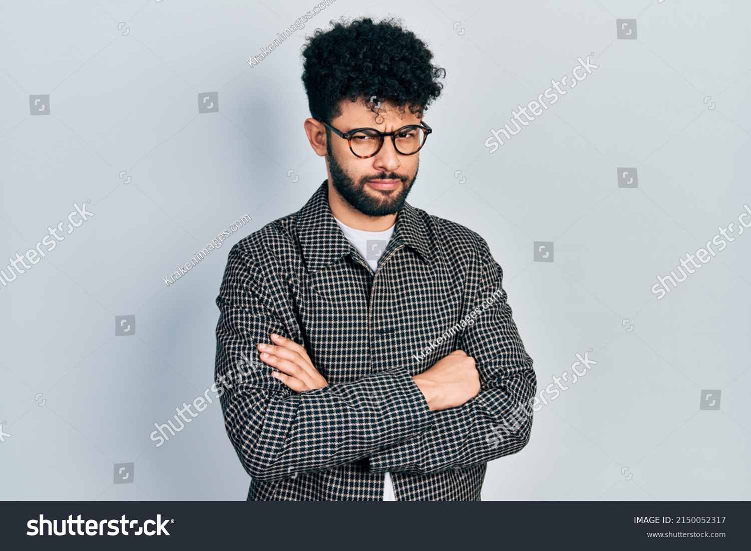 Young Arab Man Beard Wearing Glasses Stock Photo 2150052317 | Shutterstock