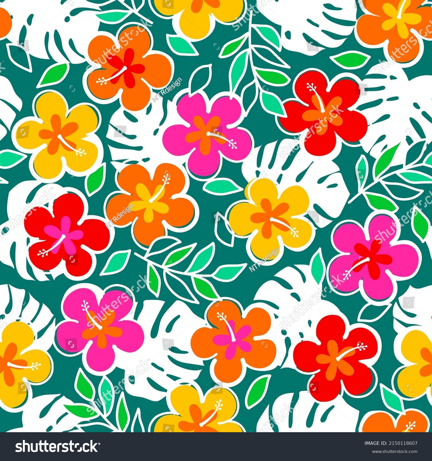 Colorful Hand Drawn Hibiscus Flower Tropical Stock Vector Royalty Free 2150118607 Shutterstock 6192