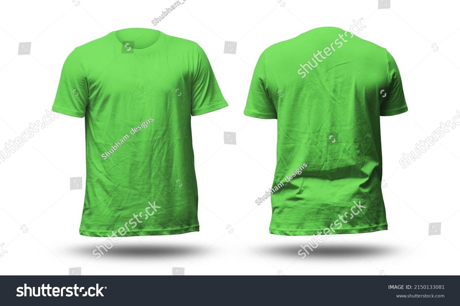 Blank Green Tshirt Mock Template Front Stock Photo 2150133081 ...