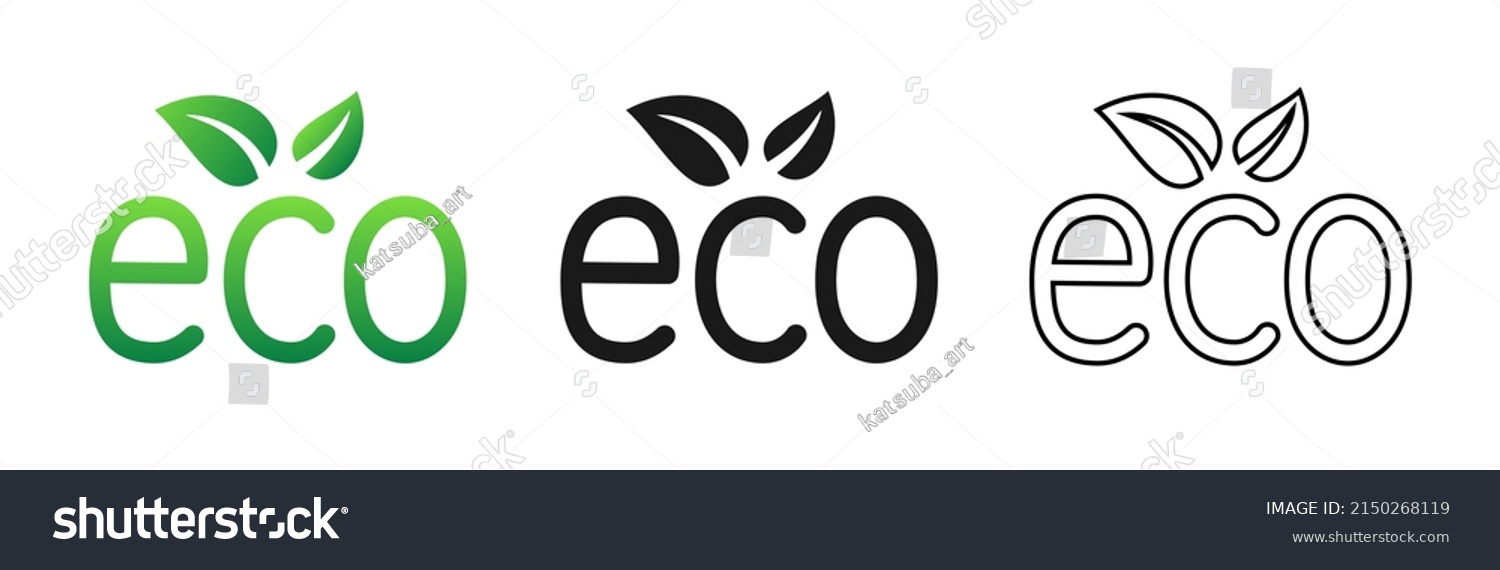 Eco Icon Set Green Black Eco Stock Vector (Royalty Free) 2150268119 ...