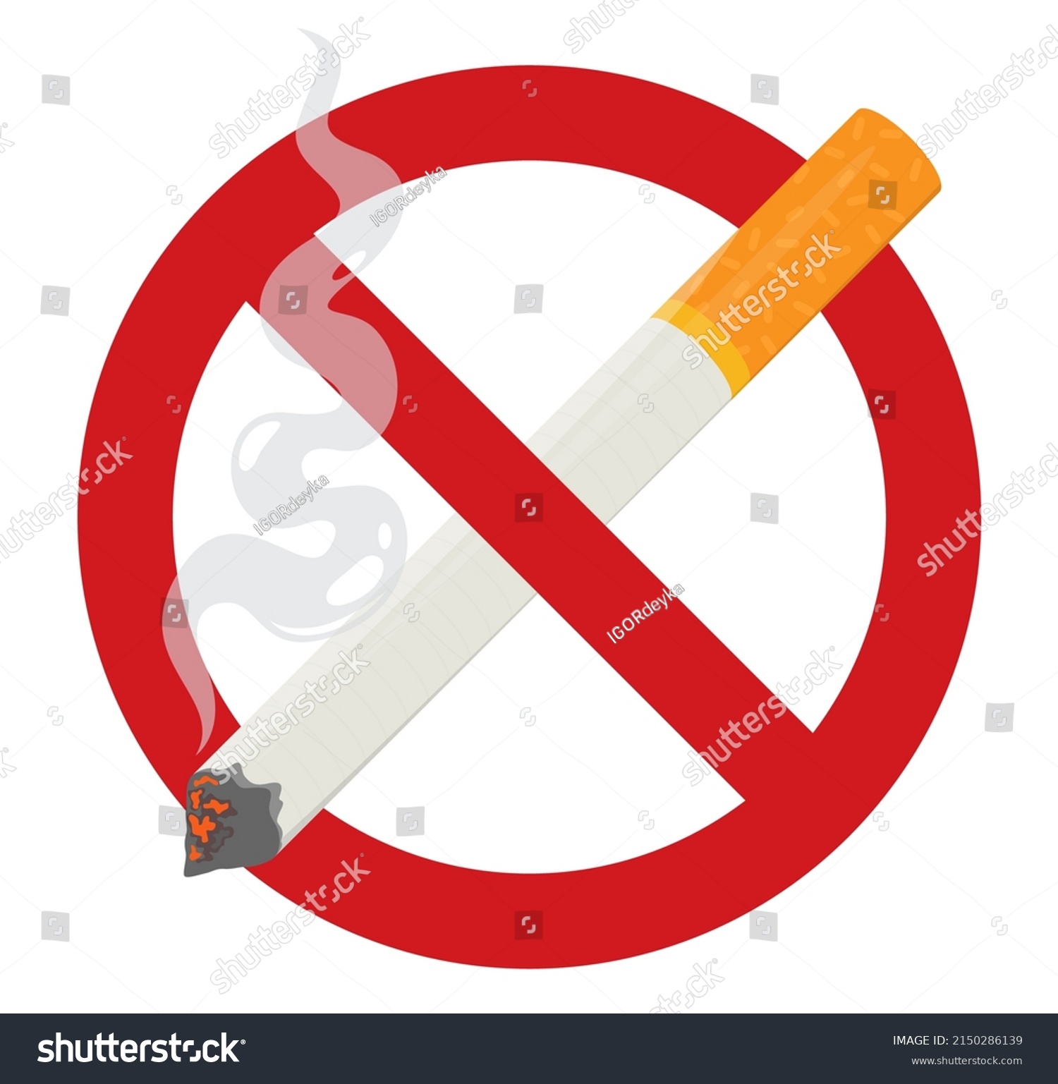 Cigarette Crossed Out Prohibition Sign Smoking Stock Vector (Royalty ...