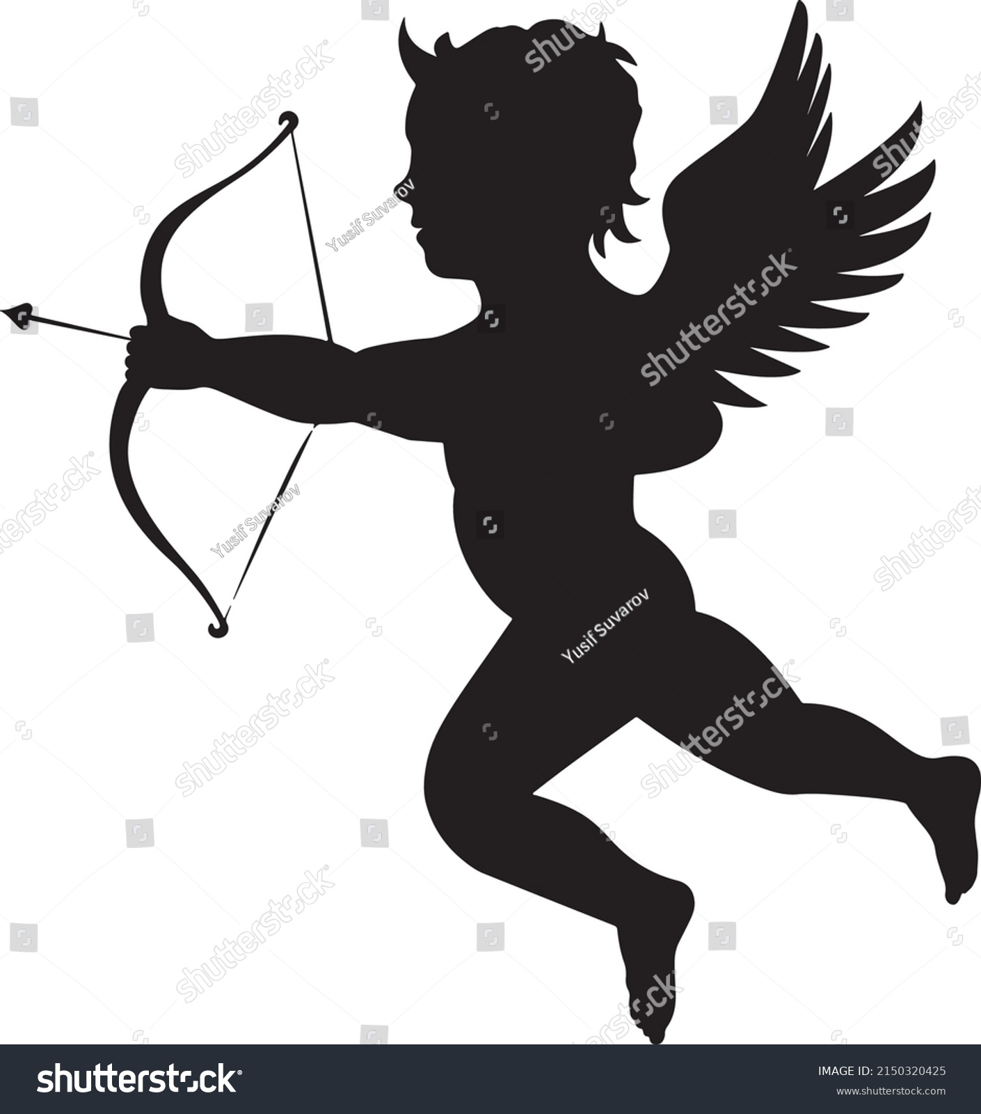 Angel Silhouette Black White Stock Vector (Royalty Free) 2150320425 ...