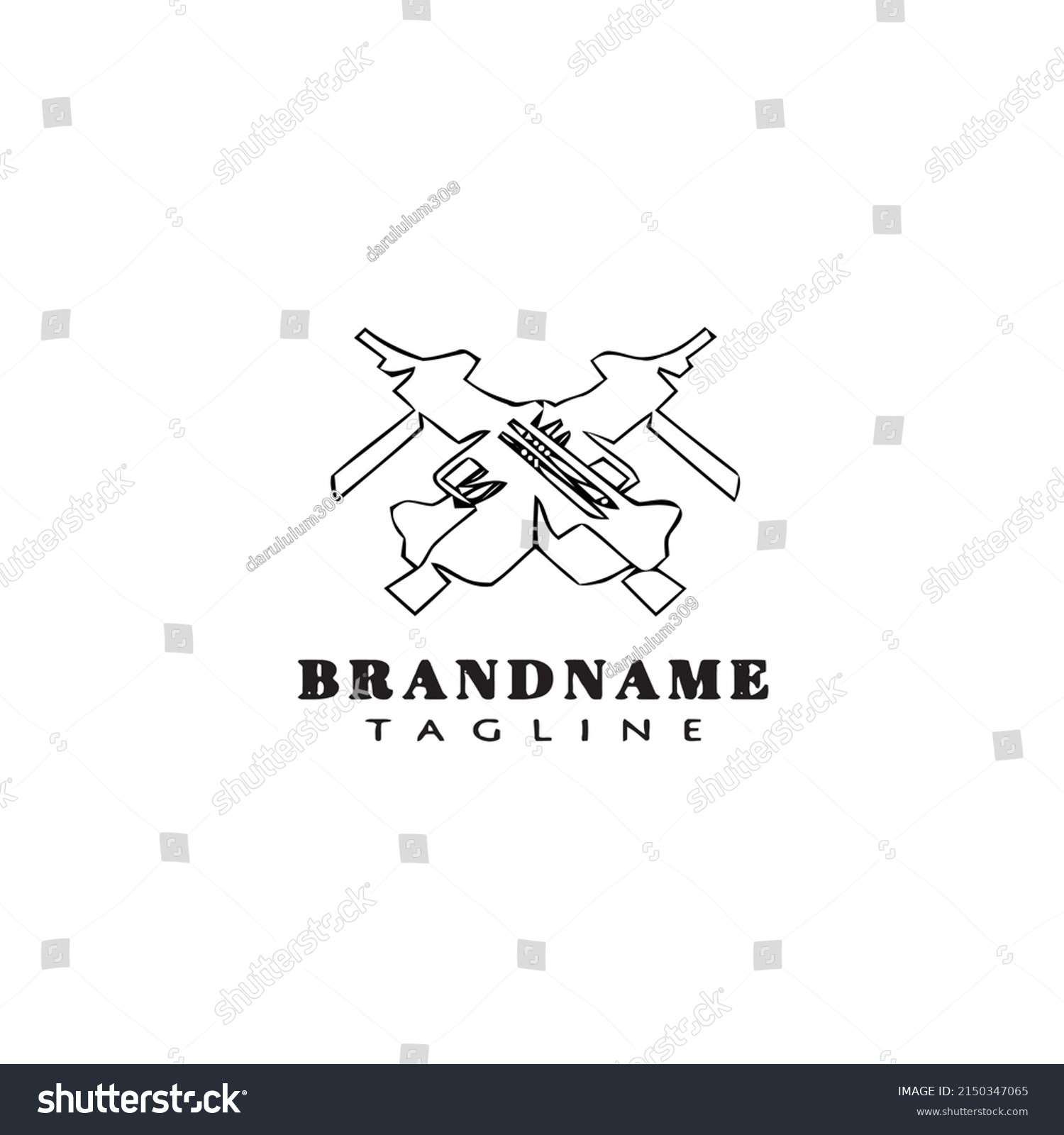 Crossed Gun Logo Cartoon Design Template Stock Vector (Royalty Free ...