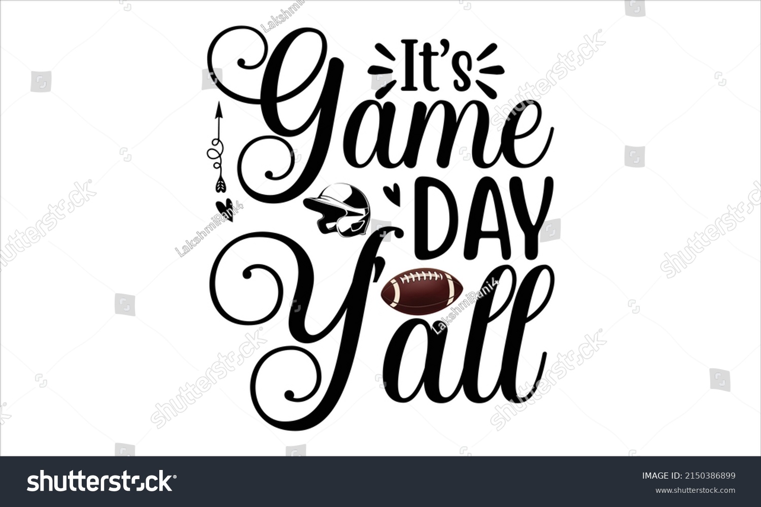 Game Day Yall Lettering Design Greeting Stock Vector Royalty Free 2150386899 Shutterstock