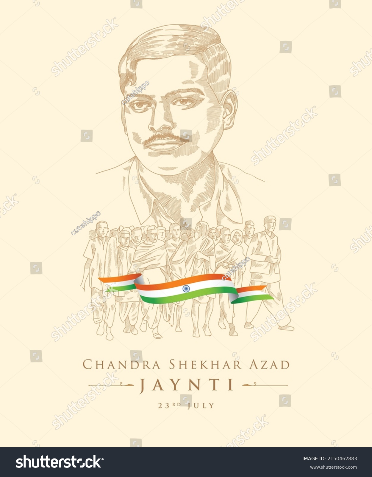 Chandra Shekhar Azad Indian Independence Activist Stock Vector (Royalty ...