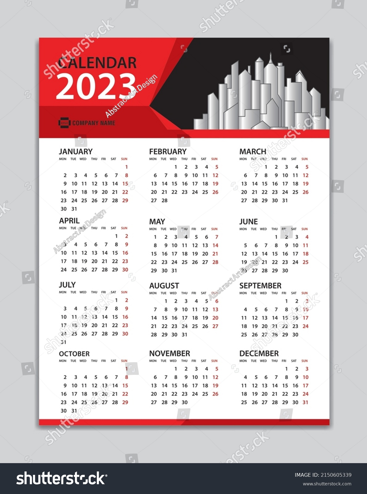 Calendar 2023 Template Wall Calendar 2023 Stock Vector (Royalty Free ...