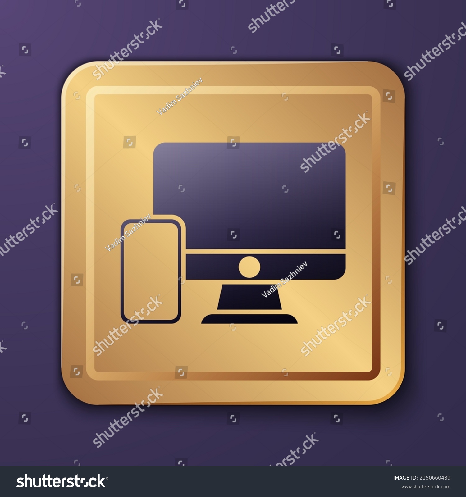 Purple Computer Monitor Mobile Phone Icon Stock Vector Royalty Free 2150660489 Shutterstock 2499