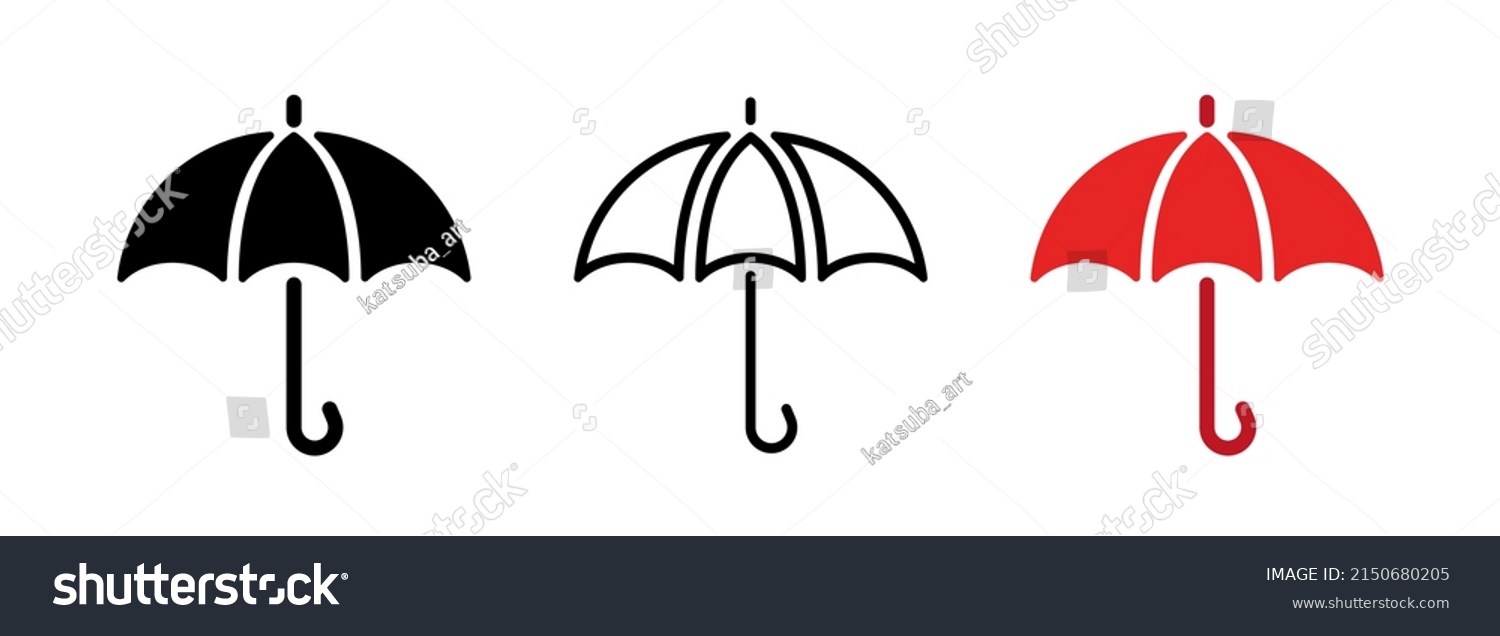 Umbrella Set Black Red Umbrellas Vector Stock Vector Royalty Free