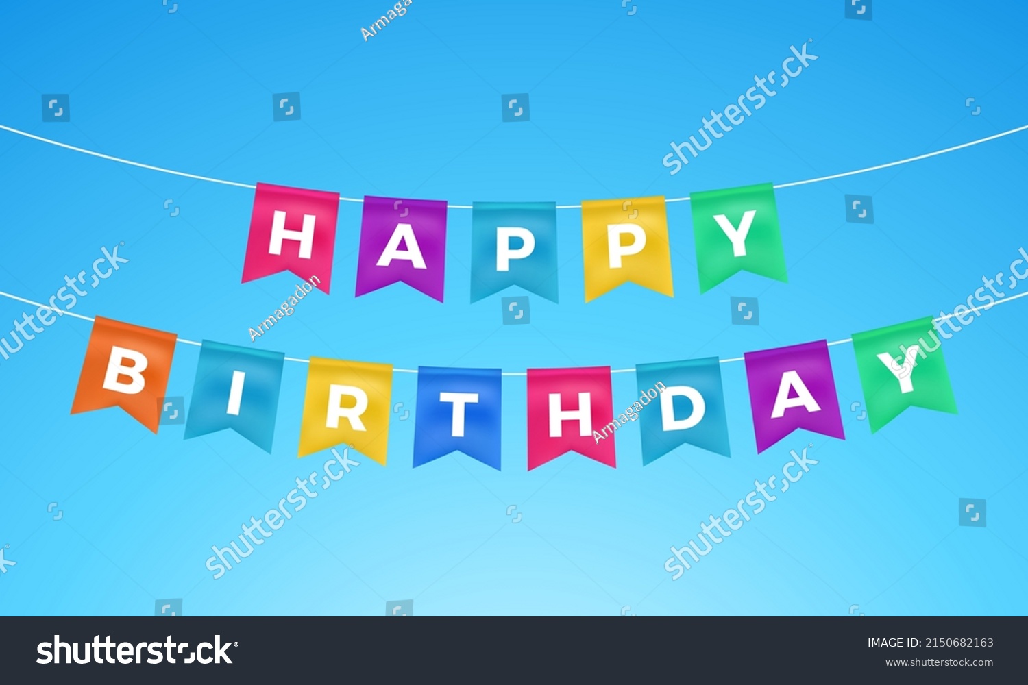 Realistic Happy Birthday Bunting Flag Banner Stock Vector (Royalty Free ...