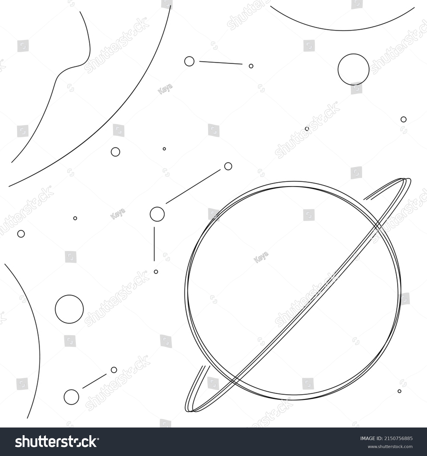 Cosmic Background Line Drawing Vector Illustration Stock Vector ...