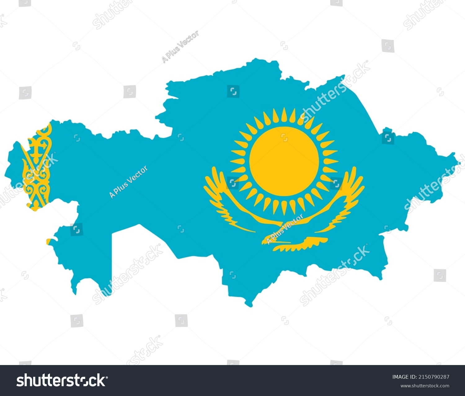 Kazakhstan Flag On Map Isolated On Stock Vector (Royalty Free ...