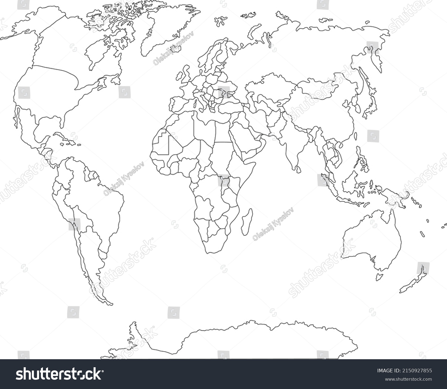 World Map Outline On White Background Stock Vector (Royalty Free ...