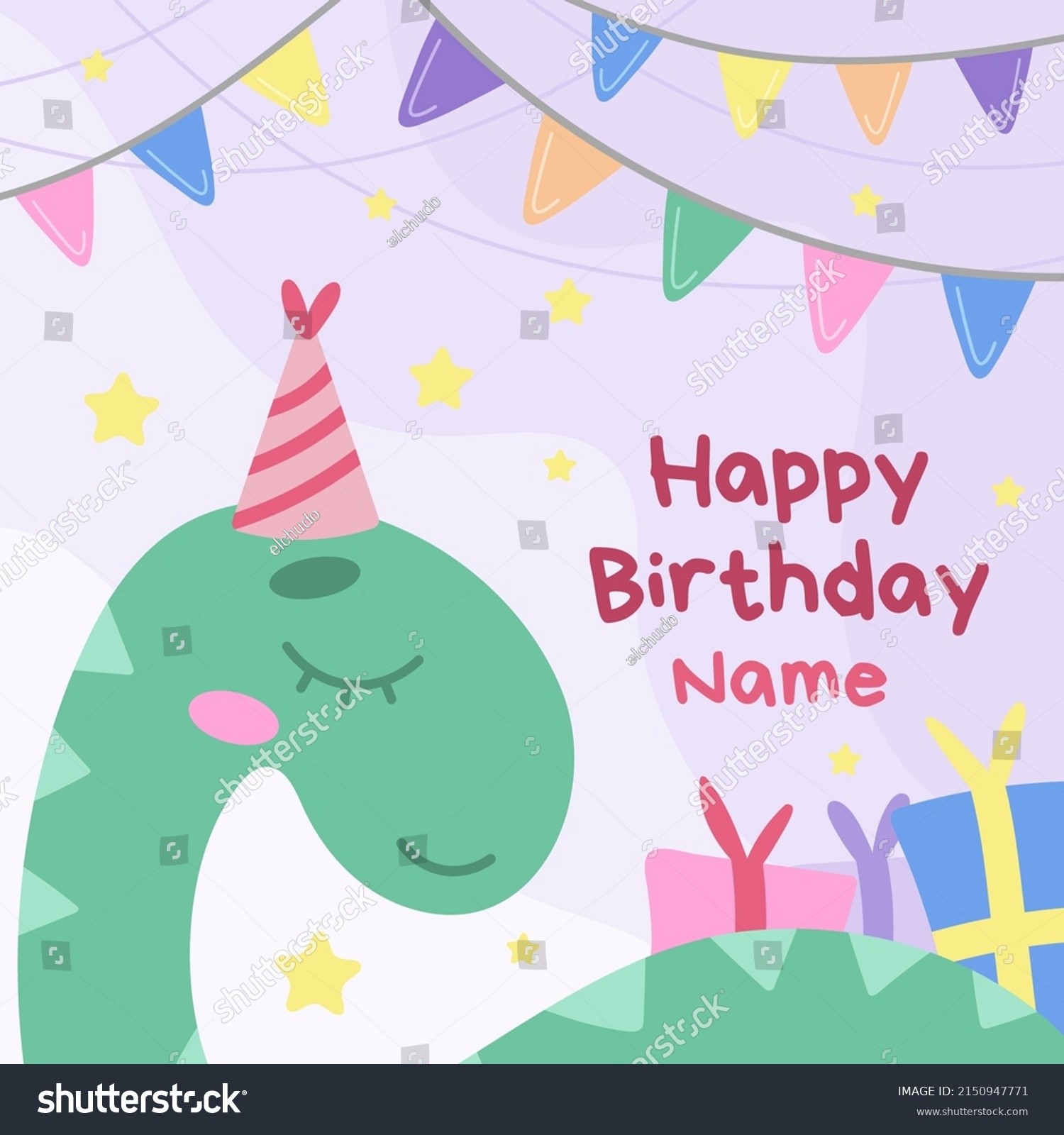 Vector Holiday Dinosaurs Happy Birthday Illustration Stock Vector ...