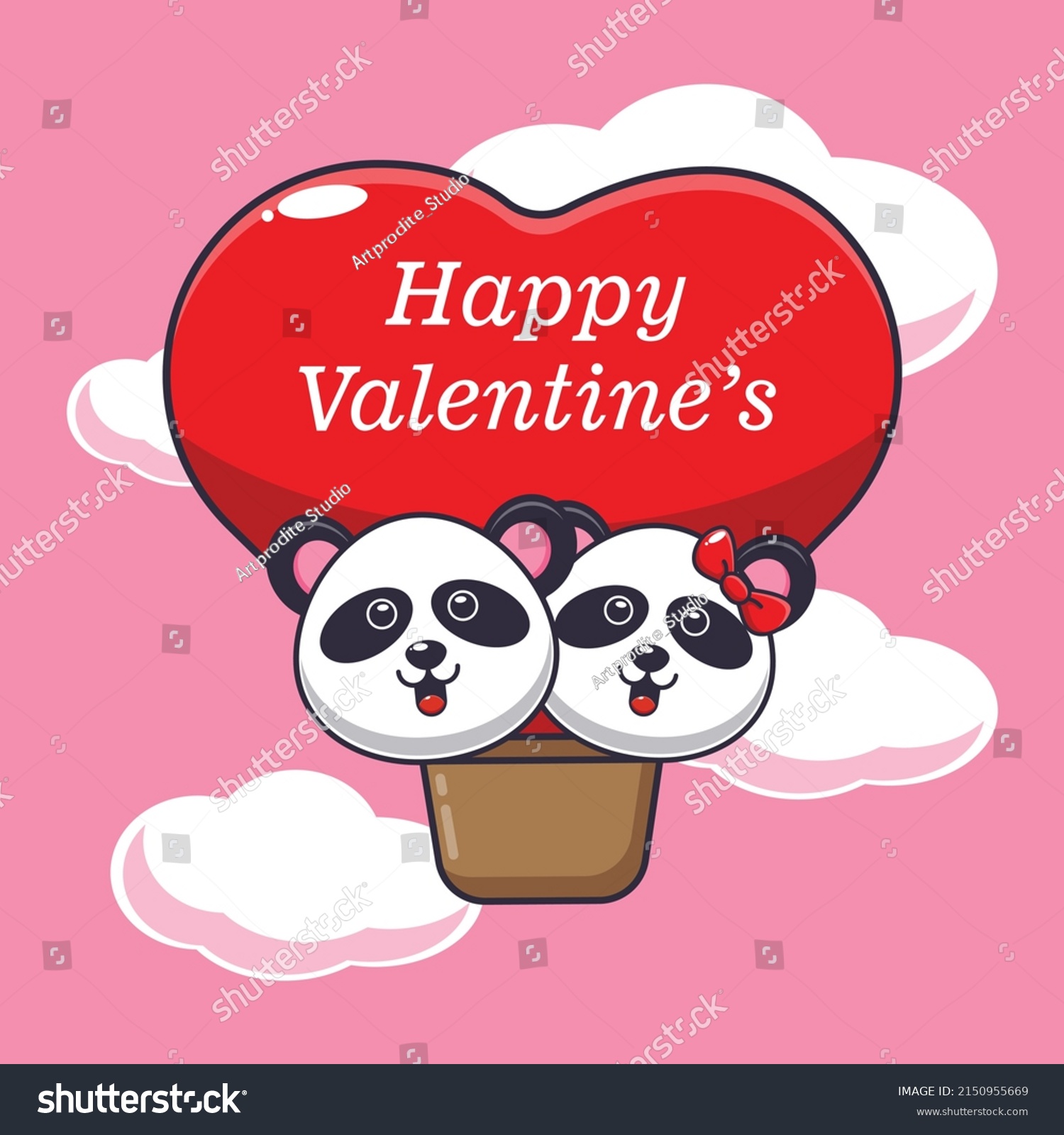 Cute Panda Cartoon Character Fly Air Stock Vector Royalty Free